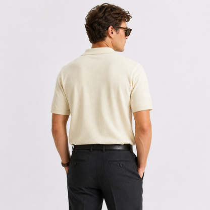 Open Collar Knit Polo