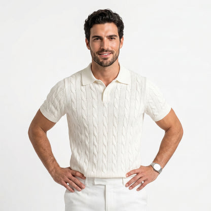 Cable Knit Polo Shirt