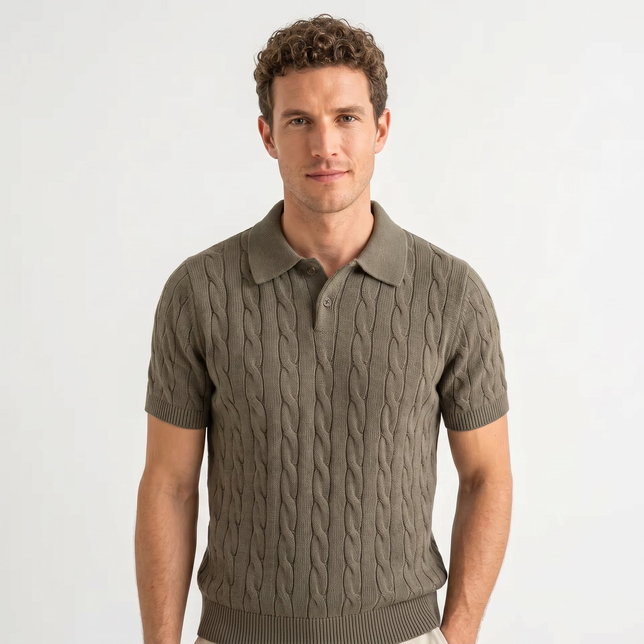 Cable Knit Polo Shirt