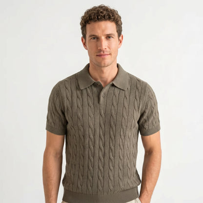 Cable Knit Polo Shirt