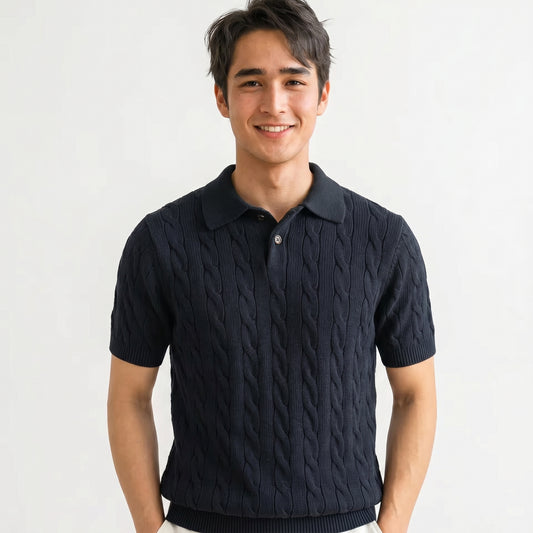 Cable Knit Polo Shirt