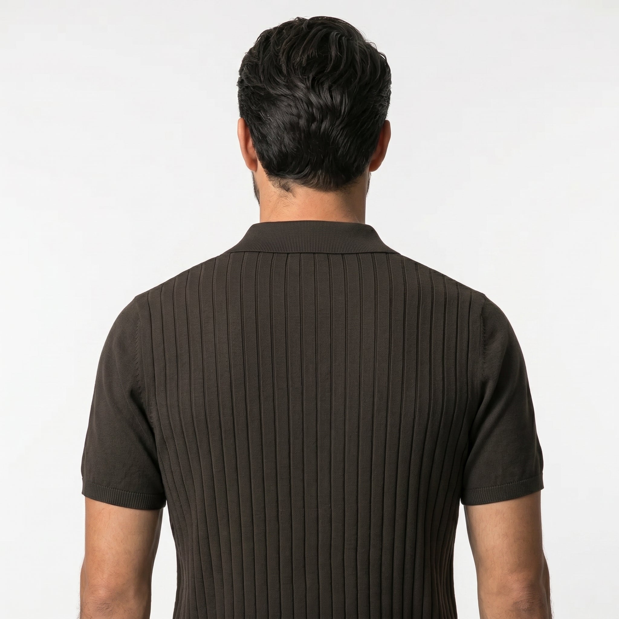 Ribbed Knit Polo Shirt