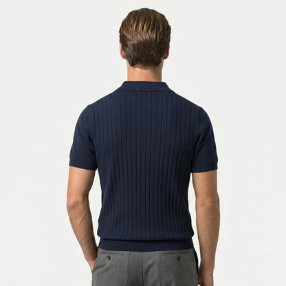 Ribbed Knit Polo Shirt