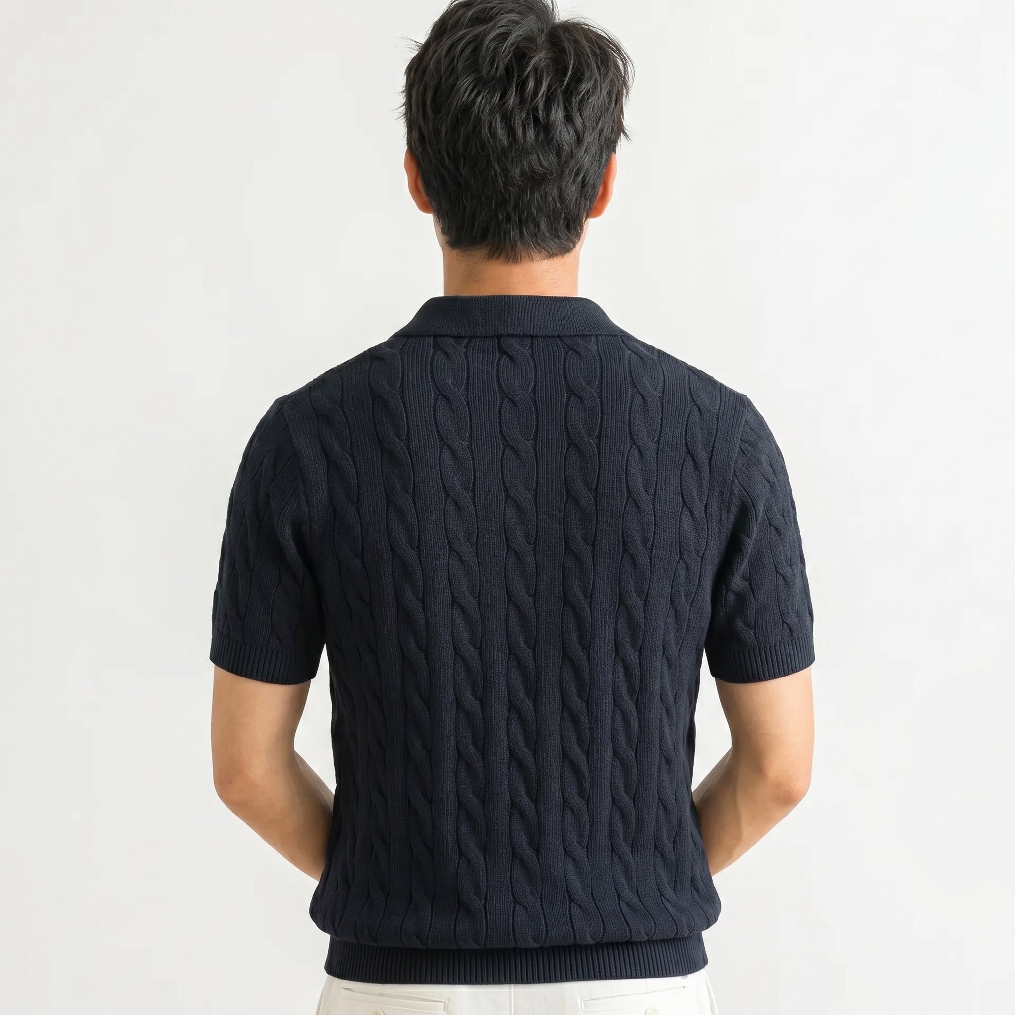 Cable Knit Polo Shirt
