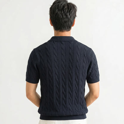 Cable Knit Polo Shirt