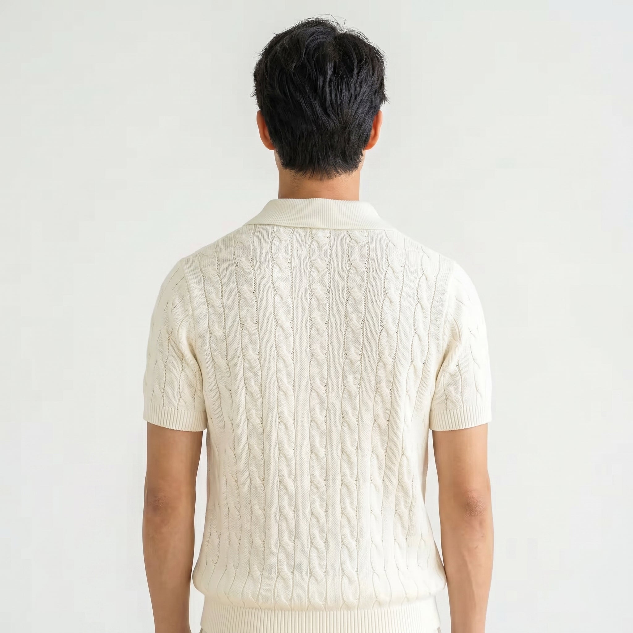 Cable Knit Polo Shirt