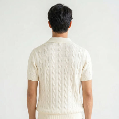 Cable Knit Polo Shirt