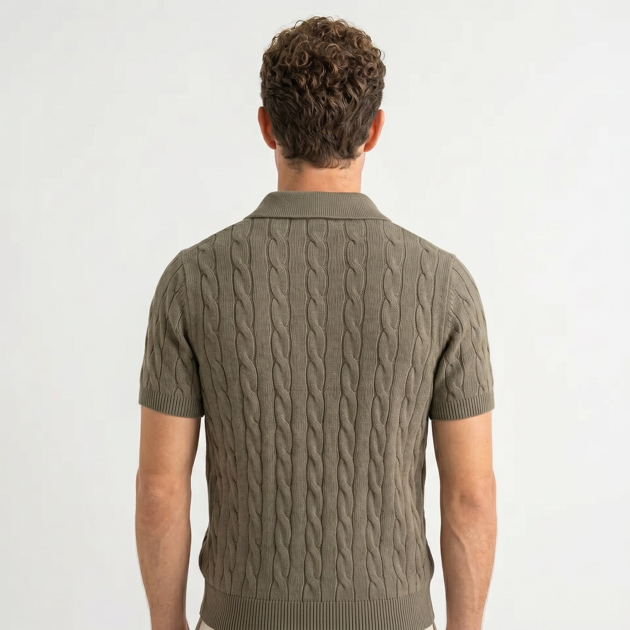 Cable Knit Polo Shirt