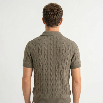 Cable Knit Polo Shirt