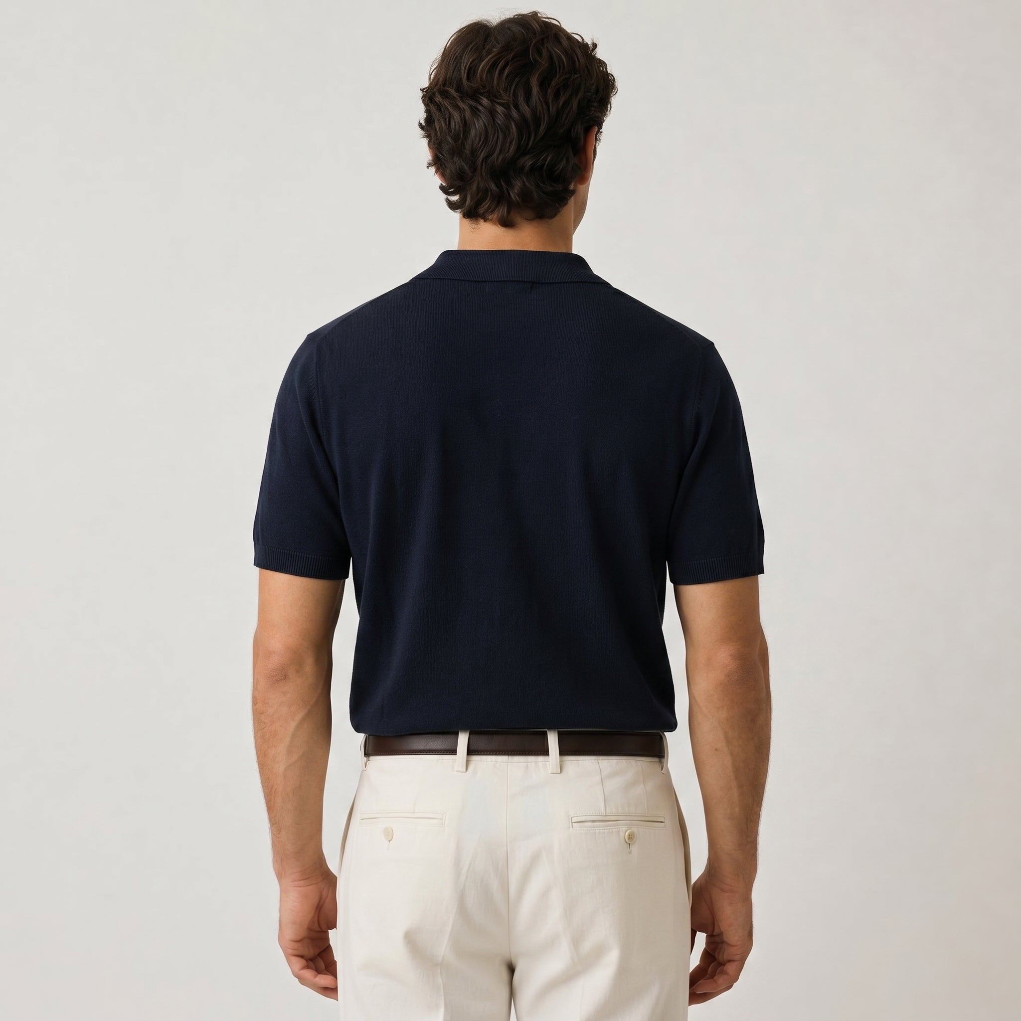 Open Collar Knit Polo