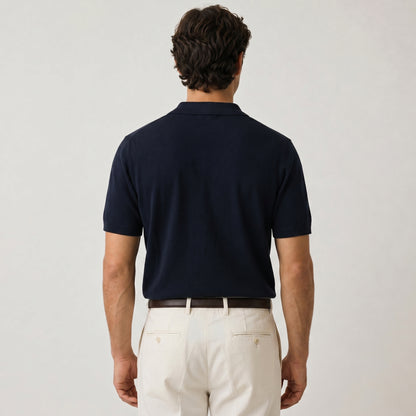 Open Collar Knit Polo