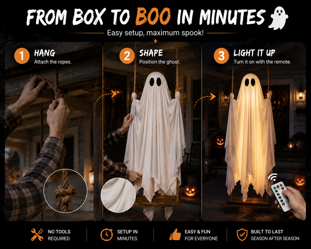 The Midnight Guest – 5FT Light-Up Swinging Ghost