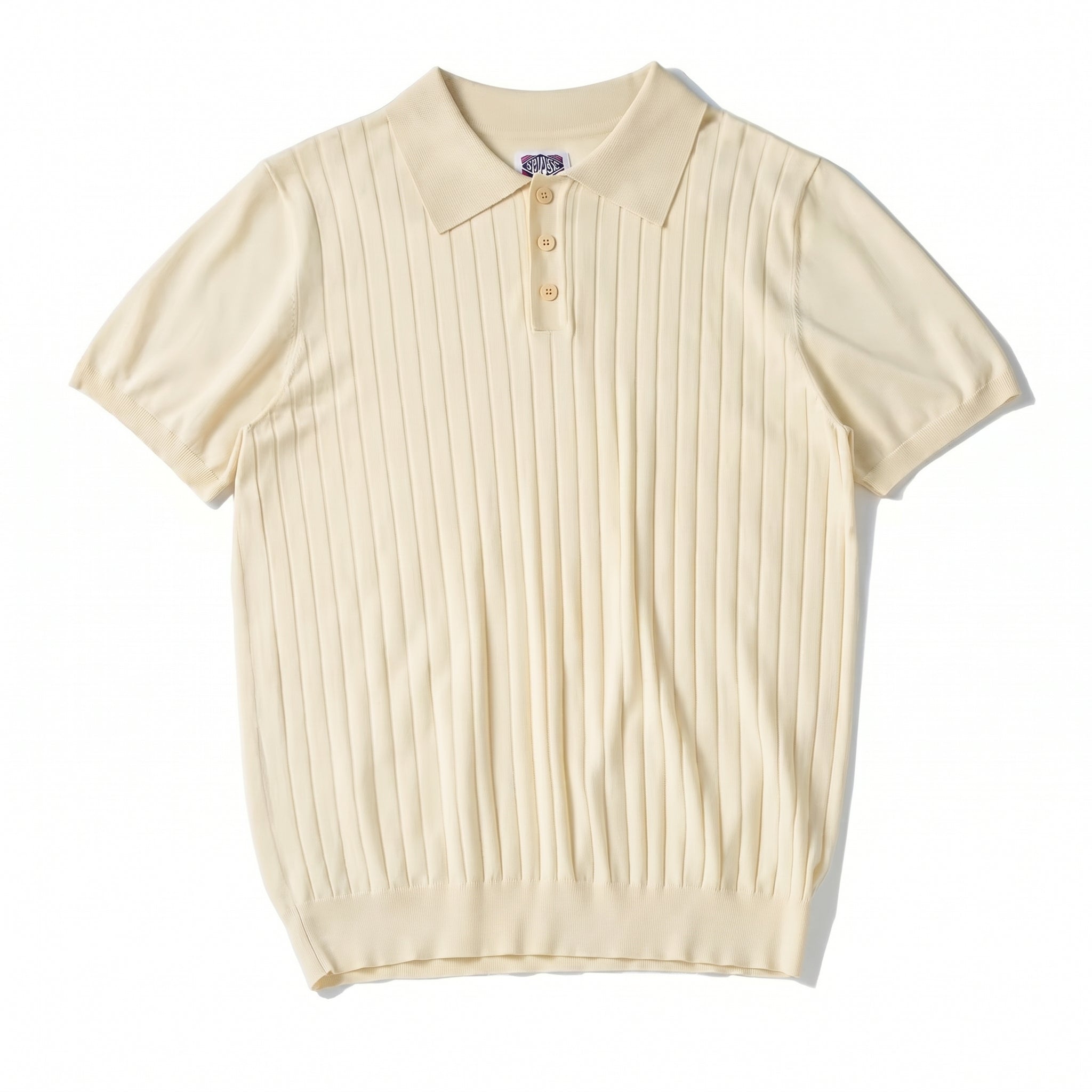 Ribbed Knit Polo Shirt