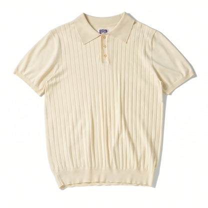 Ribbed Knit Polo Shirt