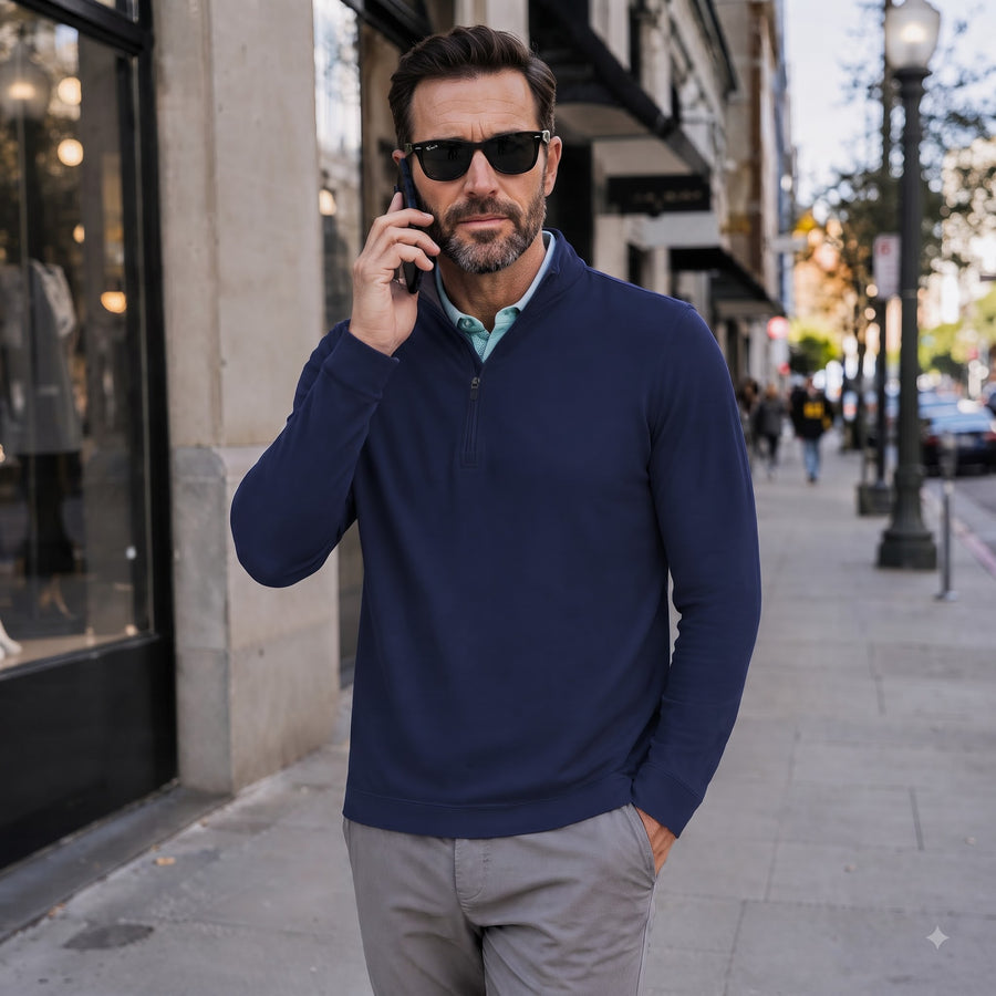 Ultra-Soft Brushed Fleece Lining Quarter zip Sweatshirt