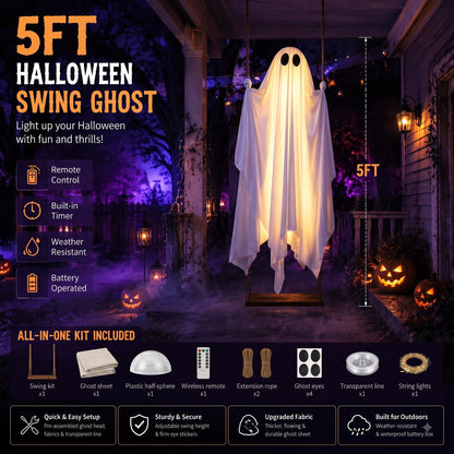 The Midnight Guest – 5FT Light-Up Swinging Ghost