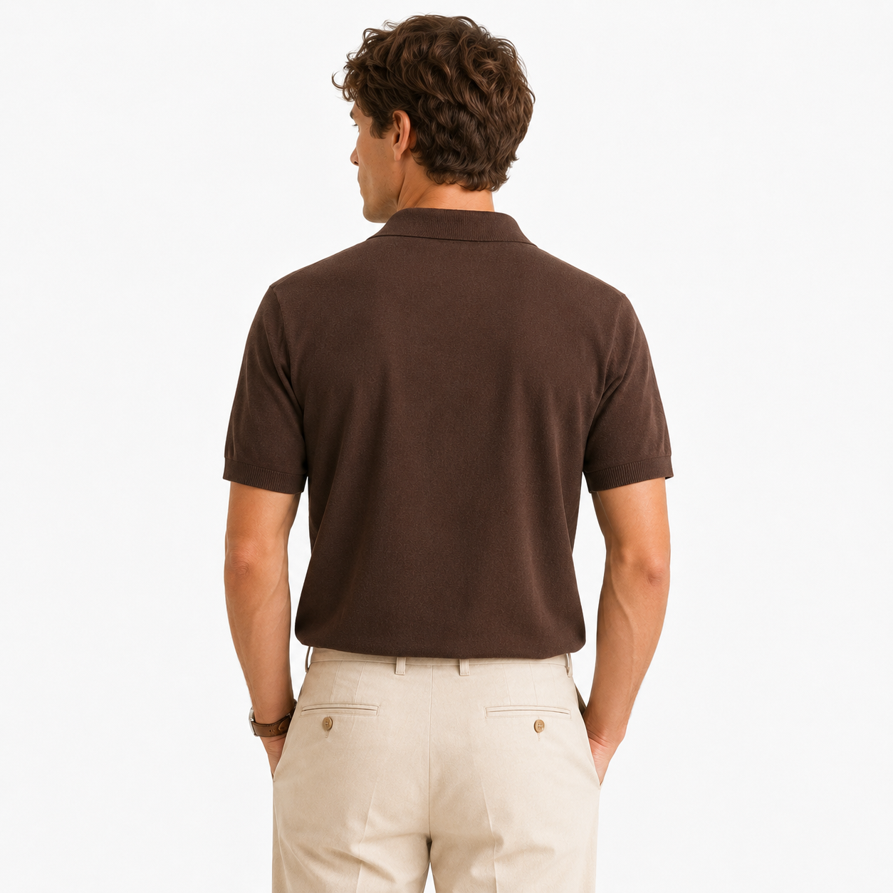 Open Collar Knit Polo