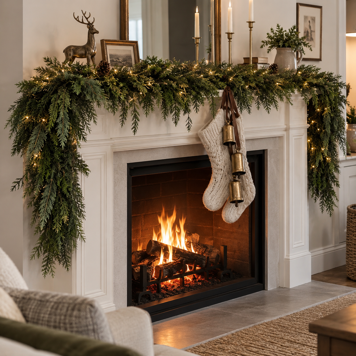 Faux Cypress Christmas Garland