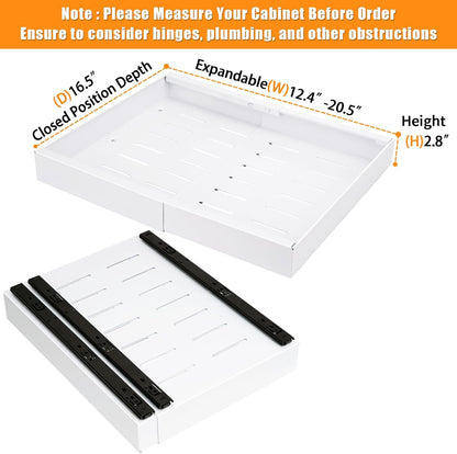 Pull-out Cabinet Organizer, Expandable 12.6-20.5in Heavy Duty Slide Out Drawers Storage Shelf for Kitchen, Bathroom & Racks