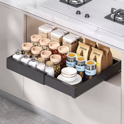 Pull-out Cabinet Organizer, Expandable 12.6-20.5in Heavy Duty Slide Out Drawers Storage Shelf for Kitchen, Bathroom & Racks
